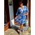 Fashion by NONO - Gigi kék egyedi virágmintás ruha