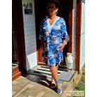 Fashion by NONO - Gigi kék egyedi virágmintás ruha