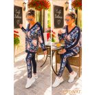 Fashion by NONO  -  Nikol sötétkék-gyönyörű virágmintás szabadidő szett