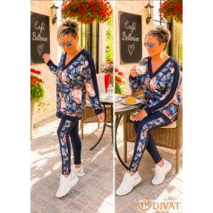  Fashion by NONO  -  Nikol sötétkék-gyönyörű virágmintás szabadidő szett
