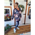 Fashion by NONO  -  Nikol sötétkék-gyönyörű virágmintás szabadidő szett