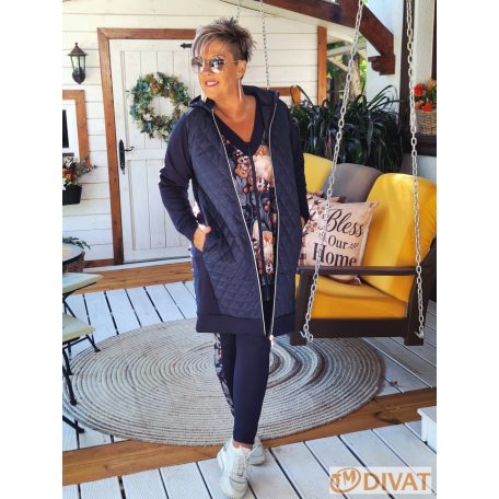 Fashion by NONO  -  Nikol sötétkék-gyönyörű virágmintás szabadidő szett