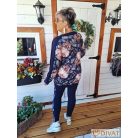 Fashion by NONO  -  Nikol sötétkék-gyönyörű virágmintás szabadidő szett