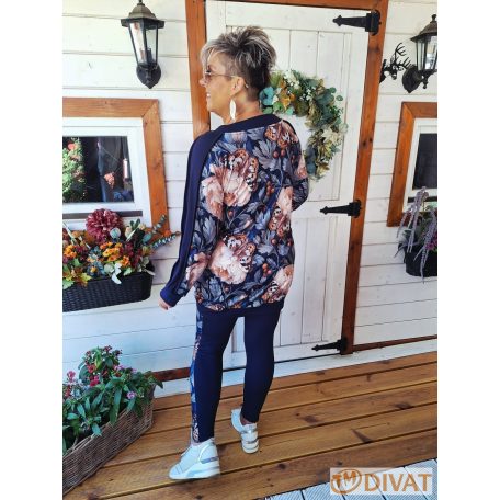 Fashion by NONO  -  Nikol sötétkék-gyönyörű virágmintás szabadidő szett