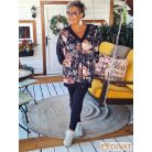 Fashion by NONO  -  Nikol sötétkék-gyönyörű virágmintás szabadidő szett