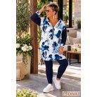 Fashion by NONO - Szendy sportos kapucis felső, kék-fehér mintás