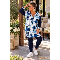   Fashion by NONO - Szendy sportos kapucis felső, kék-fehér mintás