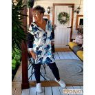 Fashion by NONO - Szendy sportos kapucis felső, kék-fehér mintás