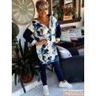 Fashion by NONO - Szendy sportos kapucis felső, kék-fehér mintás