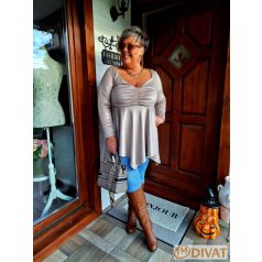   Fashion by NONO - Dália mellnél húzott extrán "A" vonalú champaine (pezsgő) tunika 