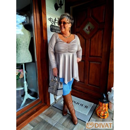 Fashion by NONO - Dália mellnél húzott extrán "A" vonalú champaine (pezsgő) tunika 