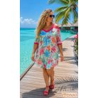Fashion by NONO - Jázmin egyedi virág- és pillangómintás tunika-ruha pink szegéllyel