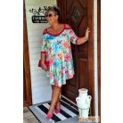 Fashion by NONO - Jázmin egyedi virág- és pillangómintás tunika-ruha pink szegéllyel