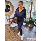 Fashion by NONO - Szendy sportos kapucis felső, farmerkék-fekete