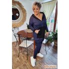 Fashion by NONO - Szendy sportos kapucis felső, farmerkék-fekete
