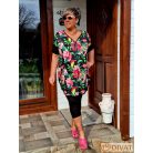 Fashion by NONO - Petra fekete alapon virágmintás tunika-ruha
