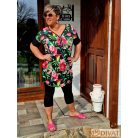 Fashion by NONO - Petra fekete alapon virágmintás tunika-ruha