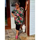 Fashion by NONO - Petra fekete alapon virágmintás tunika-ruha