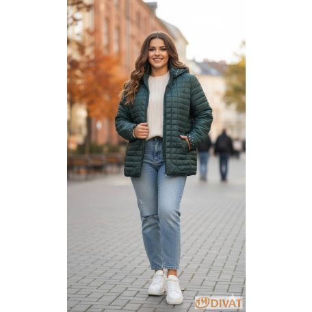 Steppelt kabát sötétzöld