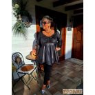 Fashion by NONO - Dália mellnél húzott extrán "A" vonalú fekete tunika 