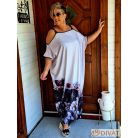 Fashion by NONO - Trixi vállnál vágott maxi ruha világos lila virágmintás