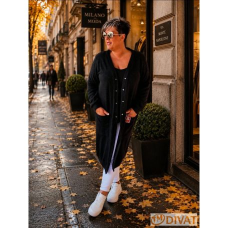 Fashion by NONO - Amanda hosszított kardigán fekete színben