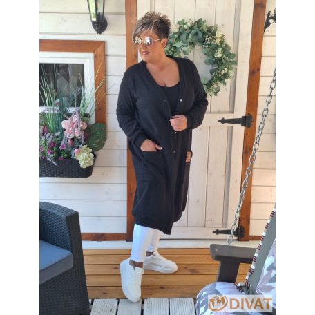 Fashion by NONO - Amanda hosszított kardigán fekete színben