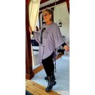 Fashion by NONO - Gyöngy extra méretű aszimmetrikus fazonú tunika szürke-fekete színben