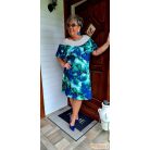 Fashion by NONO - Dolly királykék-zöld egyedi mintás alkalmi ruha