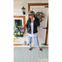   Török puha anyagú, karcsusított fazonú műbőr dzseki fekete színben