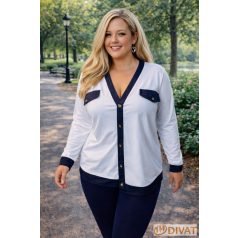   Fashion by NONO - Amanda kardigán hatású felső fehér-farmerkék