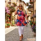 Fashion by NONO - Karina tunika sötétkék-virágmintás