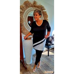 Fashion by NONO - Jupiter fekete-fehér tunika-ruha