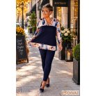Fashion by NONO - Lovere trendi mintás A-vonalú felső sötétkék-mintás