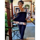 Fashion by NONO - Lovere trendi mintás A-vonalú felső sötétkék-mintás