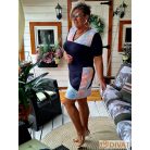 Fashion by NONO - Office sötétkék-egyedi mintával díszített tunika-ruha
