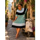 Fashion by NONO - Alfa bő fazonú ruha fehér-fekete-menta szín-összeállításban