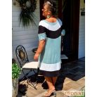 Fashion by NONO - Alfa bő fazonú ruha fehér-fekete-menta szín-összeállításban
