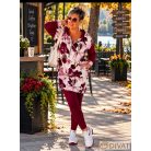 Fashion by NONO - Szendy sportos kapucis felső, burgundy-fehér mintás