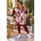 Fashion by NONO - Szendy sportos kapucis felső, burgundy-fehér mintás