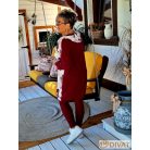 Fashion by NONO - Szendy sportos kapucis felső, burgundy-fehér mintás