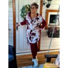 Fashion by NONO - Szendy sportos kapucis felső, burgundy-fehér mintás