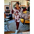 Fashion by NONO - Szendy sportos kapucis felső, burgundy-fehér mintás