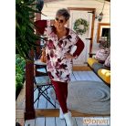 Fashion by NONO - Szendy sportos kapucis felső, burgundy-fehér mintás