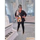 Fashion by NONO - Kuba csokibarna-fekete-mintás aszimmetrikus felső