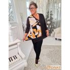 Fashion by NONO - Kuba csokibarna-fekete-mintás aszimmetrikus felső