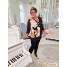 Fashion by NONO - Kuba csokibarna-fekete-mintás aszimmetrikus felső