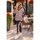 Fashion by NONO  -  Nikol csokibarna-gyönyörű virágmintás szabadidő szett