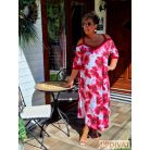 Fashion by NONO - Jázmin fehér alapon piros virágmintás maxi ruha