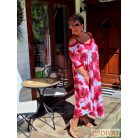 Fashion by NONO - Jázmin fehér alapon piros virágmintás maxi ruha